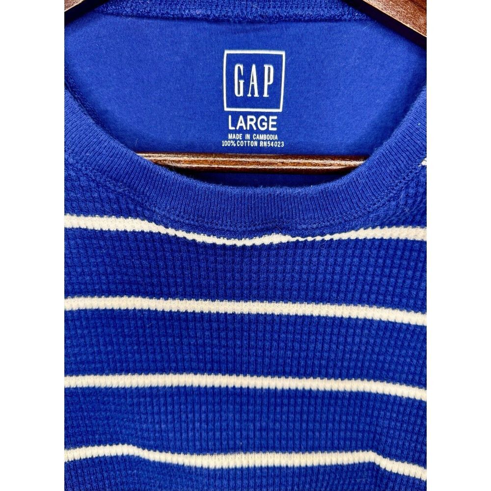 Gap Blue Striped‎ Cotton Pullover Sweater Women's Sz L - Picture 2 of 5